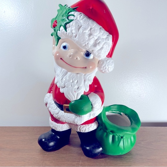 Vintage 70's Atlantic Mold Ceramic Santa Boy Big Eyes Santa Elf 11" - Picture 4 of 15